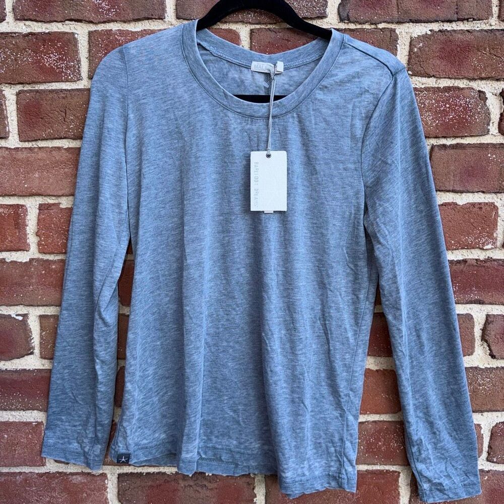 Barefoot Dreams Women's Malibu Collection Long Sleeve Burnout Tee Smokey blue M